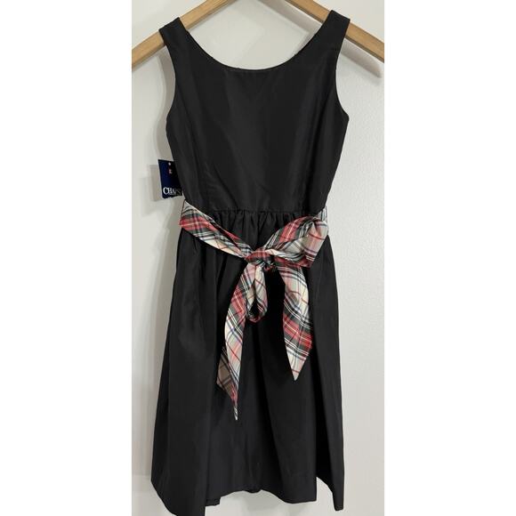 NEW Chaps Girls Black Sequin Plaid Belt Party Dress Sz 10 Holiday Christmas - Picture 3 of 3